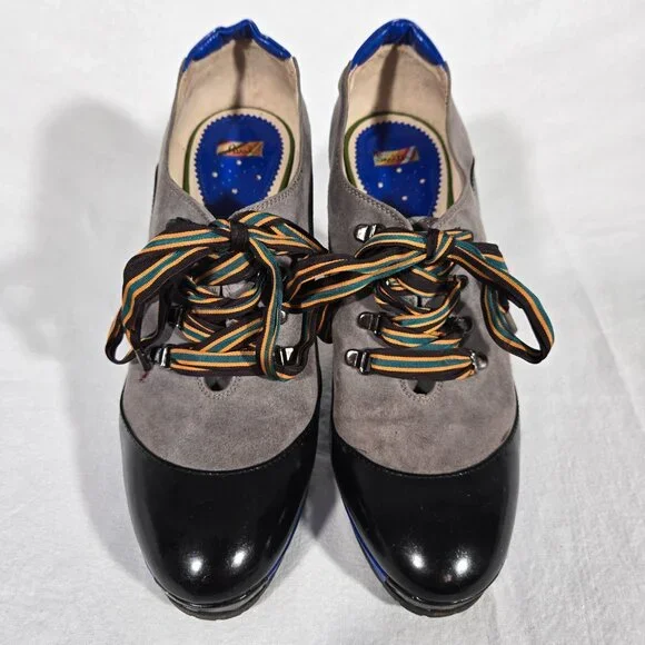 Rare ITALY Vintage PAUL SMITH Old Stock Lace Up Platform Heels Oxfords Size 8.5. - Picture 4 of 17